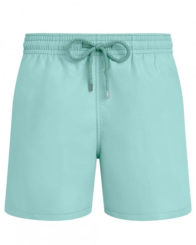 Vilebrequin Mens Moorea Classic Fit Solid Swim Shorts - Turquoise Green (Caribbean)