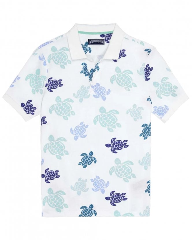 Vilebrequin Mens Palatin Ronde des Tortues Multicolores Polo Shirt - White