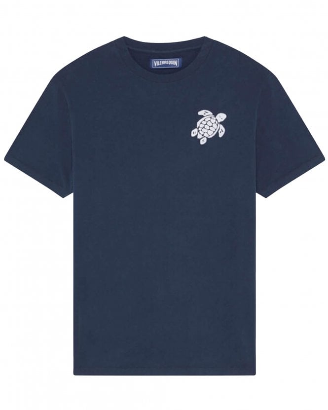 Vilebrequin Mens Partisol Big Turtle Embroidered T-Shirt - Navy