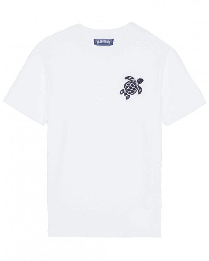 Vilebrequin Mens Partisol Big Turtle Embroidered T-Shirt - White