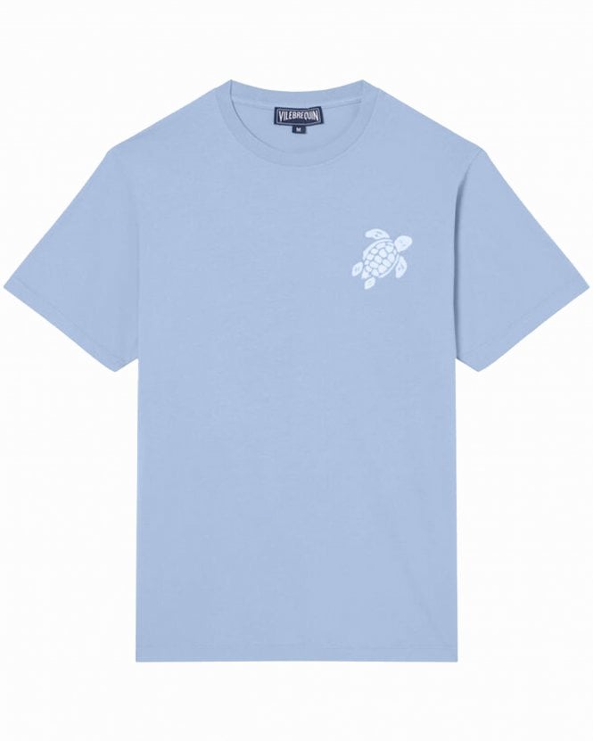 Vilebrequin Mens Partisol Regular Fit Turtle Embroidered T-Shirt - Cloudy Blue