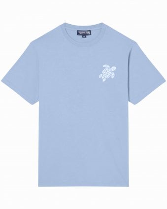 Mens Partisol Regular Fit Turtle Embroidered T-Shirt - Cloudy Blue