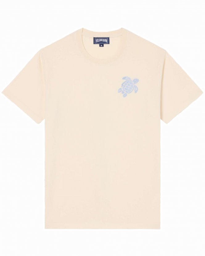 Vilebrequin Mens Partisol Regular Fit Turtle Embroidered T-Shirt - Off White
