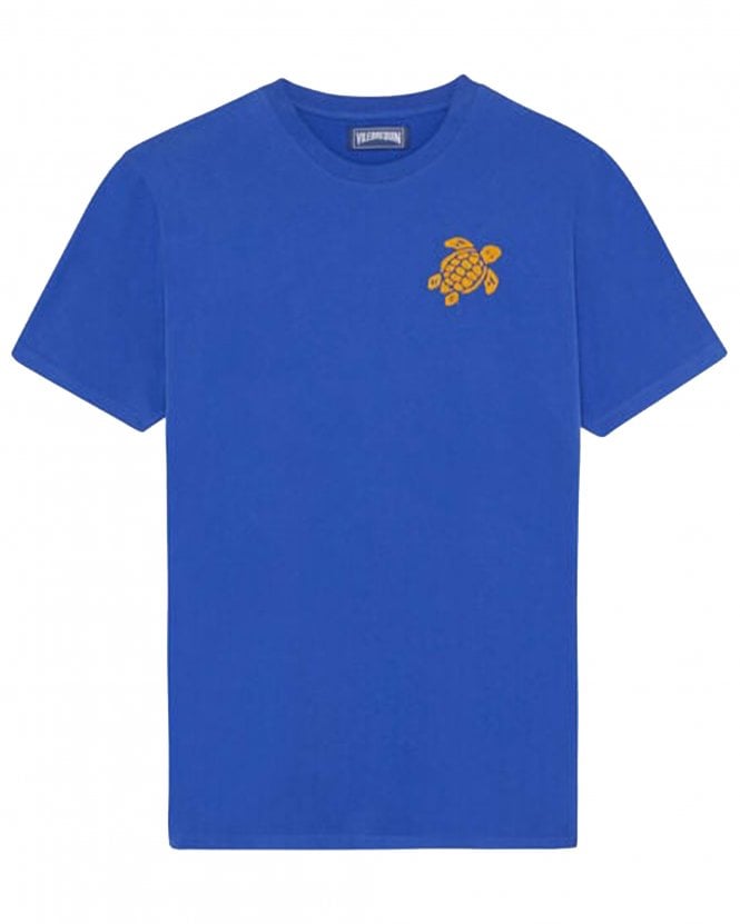 Vilebrequin Mens Partisol Regular Fit Turtle Embroidered T-Shirt - Royal Blue