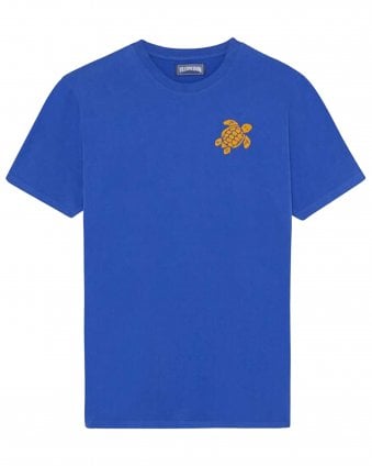 Mens Partisol Regular Fit Turtle Embroidered T-Shirt - Royal Blue