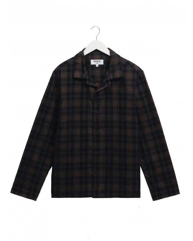 Wax London Corey Check Corduroy Shirt Navy Multicolour