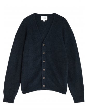 Mens Alban Mohair Cardigan Jumper Navy