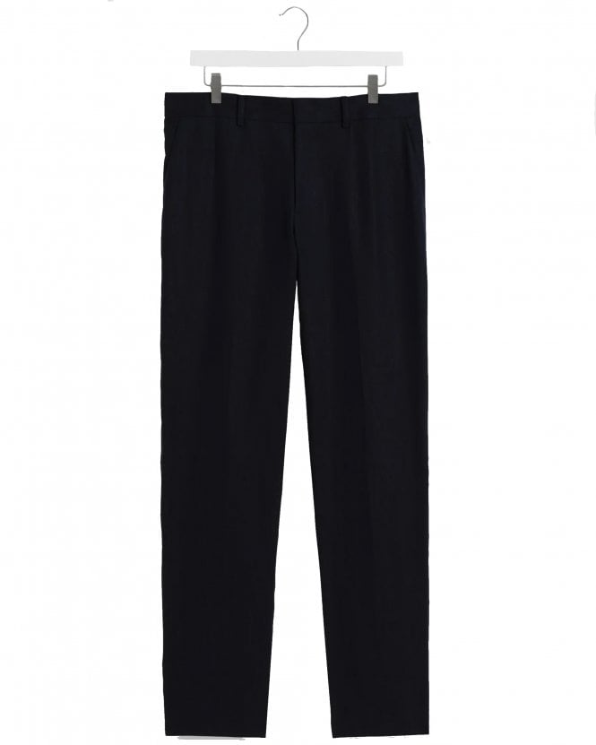 Wax London Mens Alp Slim-Fit Linen Trousers - Midnight Navy