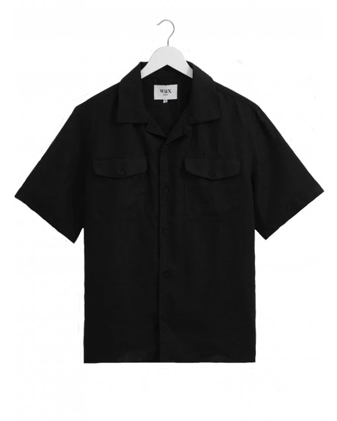 Wax London Mens Bartlett Washed Shirt Black