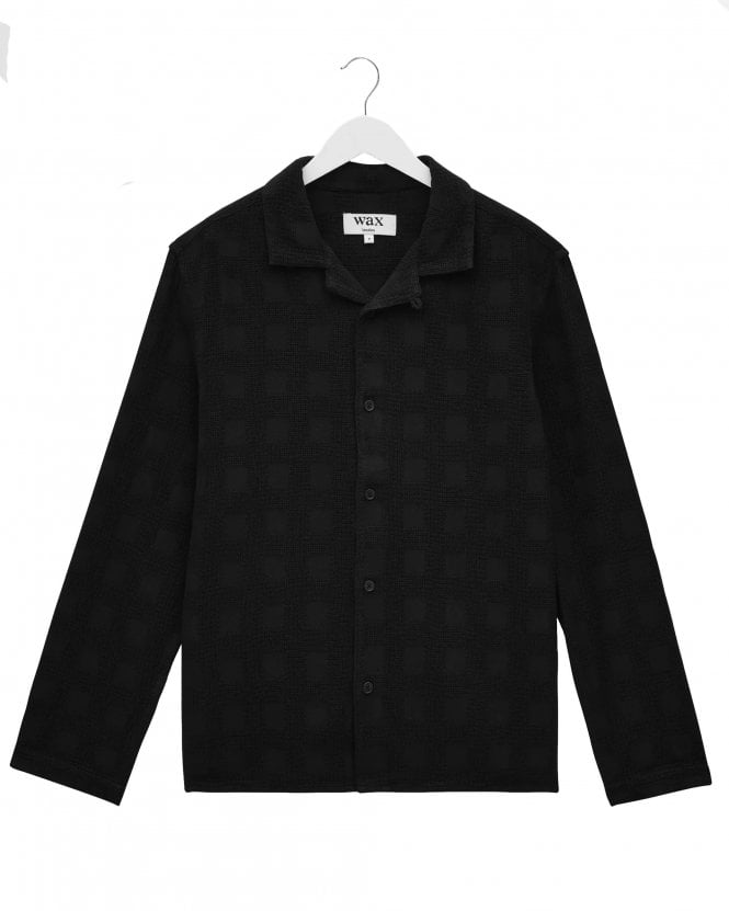 Wax London Mens Corey Relaxed Fit Dobby Check Shirt - Black