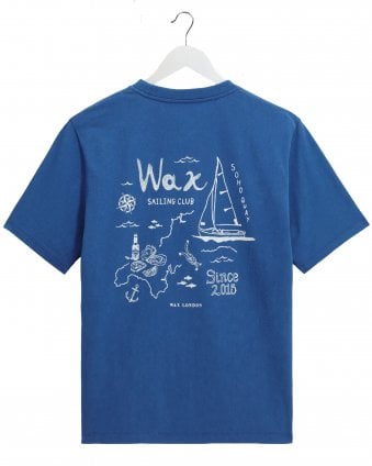 Mens Dean Regular Fit Sailing Map Print T-Shirt - Blue 