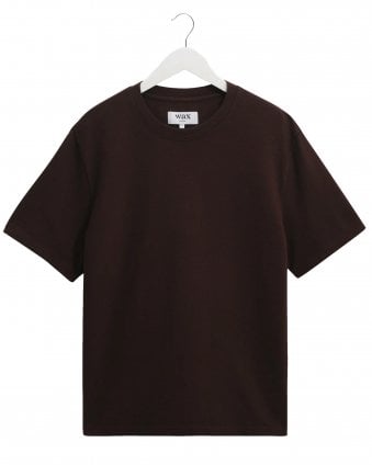 Mens Dean Regular Fit Textured T-Shirt - Dark Brown
