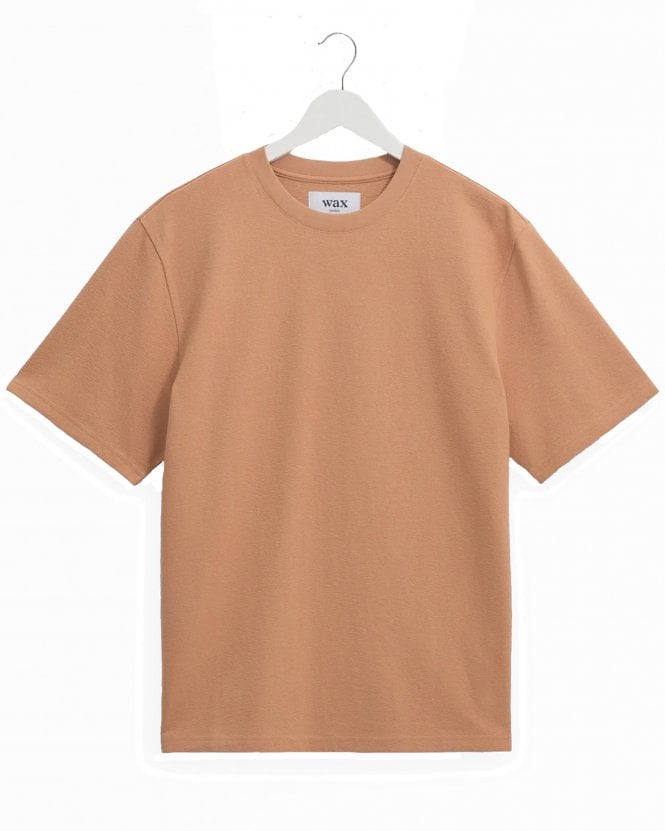 Wax London Mens Dean Textured Organic Cotton T-Shirt - Dusty Orange