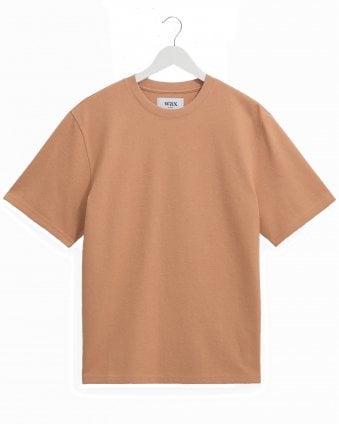 Mens Dean Textured Organic Cotton T-Shirt - Dusty Orange