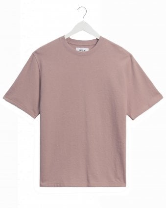 Mens Dean Textured Organic Cotton T-Shirt - Dusty Pink