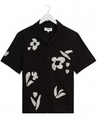 Mens Didcot  Abstract Applique Relaxed Fit Shirt - Black/Beige