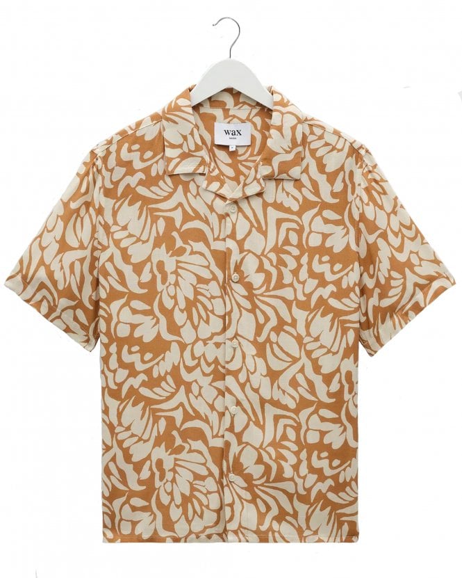 Wax London Mens Didcot Relaxed Fit Floral Shirt - Tan/Beige