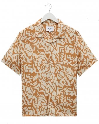 Mens Didcot Relaxed Fit Floral Shirt - Tan/Beige