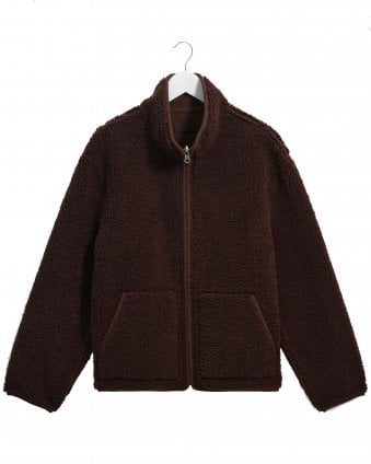 Mens Killick Regular Fit Reversible Corduroy Borg Jacket - Chocolate Brown 