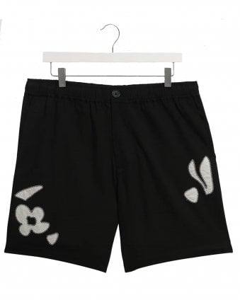Mens Kurt Abstract Applique Shorts - Black/Beige