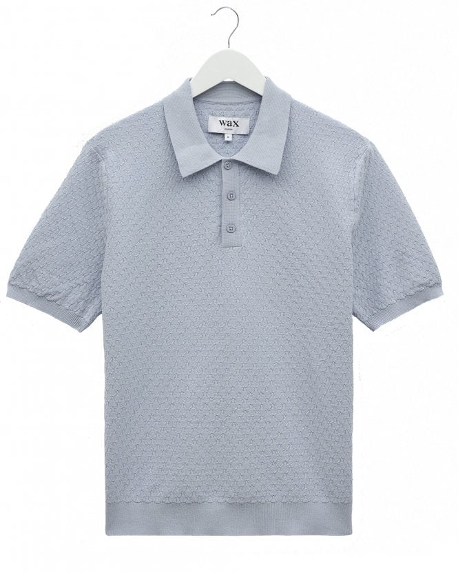 Wax London Mens Naples Diamond Pattern Polo Shirt - Pale Blue