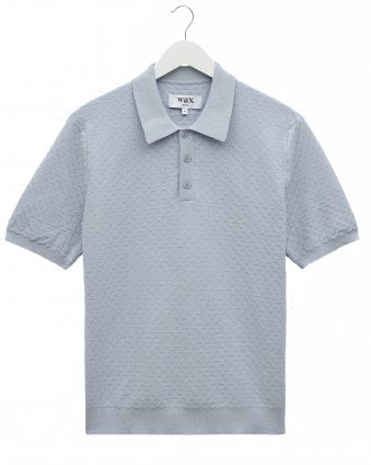 Mens Naples Diamond Pattern Polo Shirt - Pale Blue