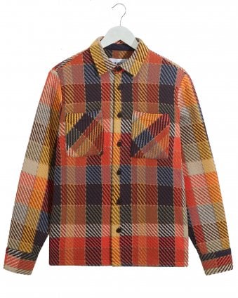 Mens Whiting Pike Check Overhshirt - Orange