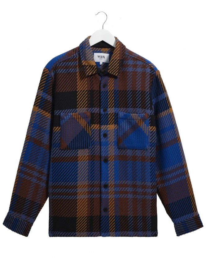 Wax London Mens Whiting Regular Fit Bold Check Overshirt -Blue/Brown