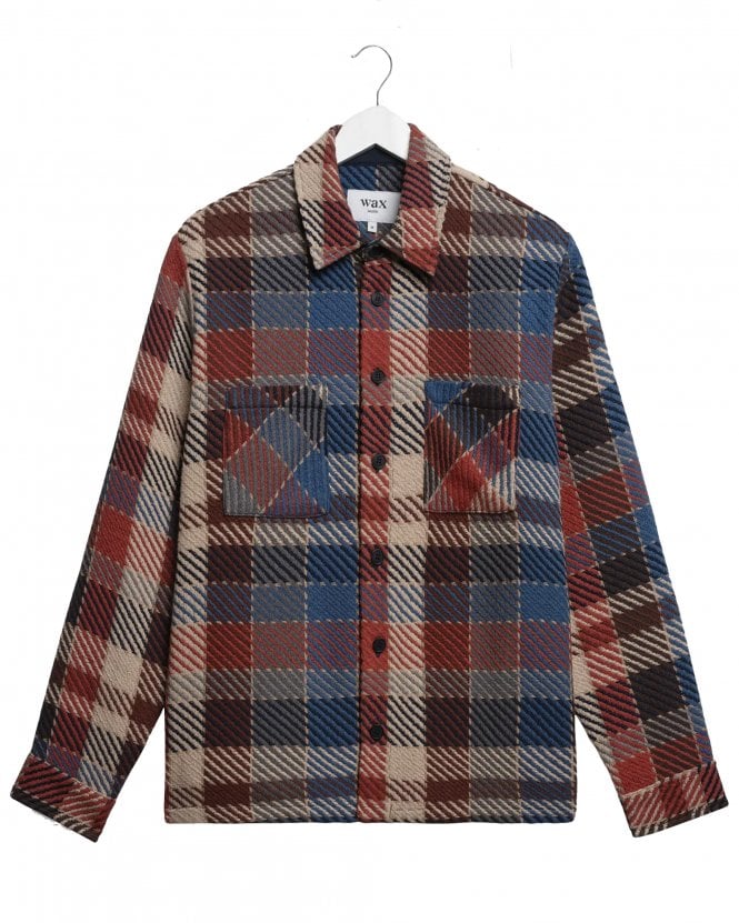 Wax London Mens Whiting Regular Fit Pike Check Overshirt -Rust/Multi