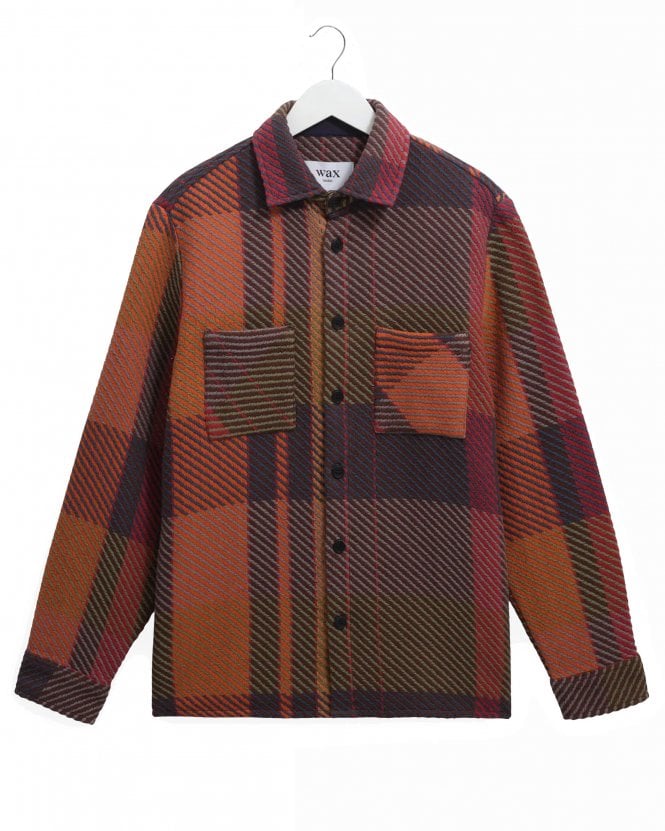 Wax London Mens Whiting Tempo Check Overshirt - Orange/Multicolour 