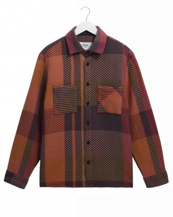 Mens Whiting Tempo Check Overshirt - Orange/Multicolour 