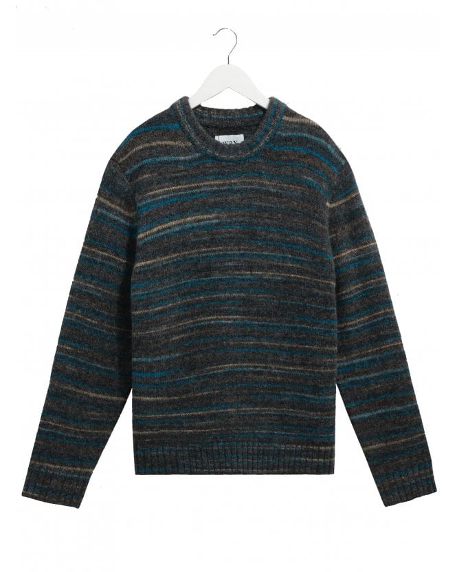 Wax London Mens Wilde Space Dye Jumper Grey/Teal