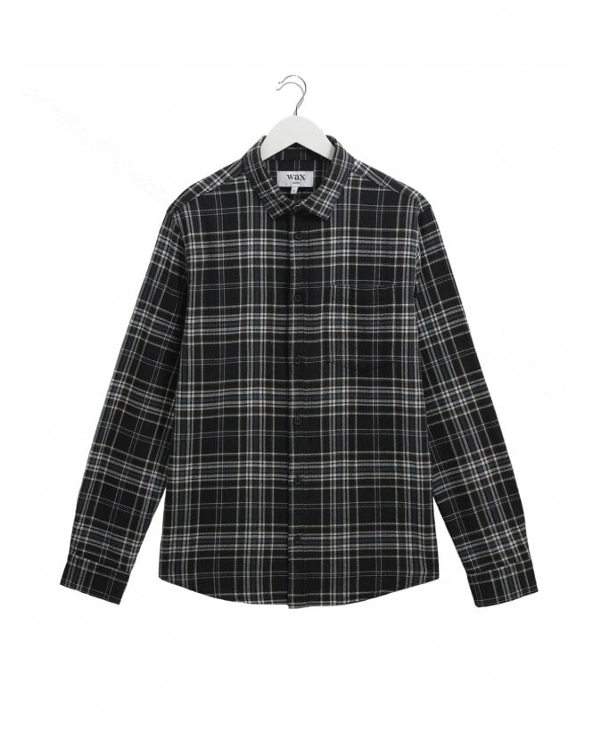 Wax London Shelly Seersucker Checked Flannel Shirt Navy Multi