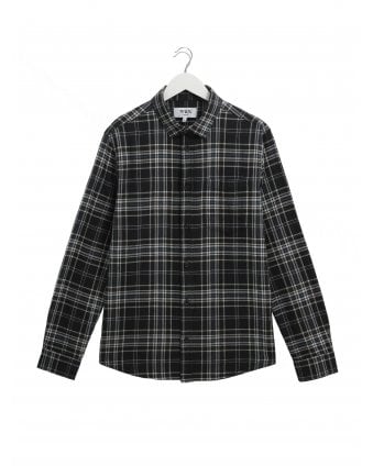 Shelly Seersucker Checked Flannel Shirt Navy Multi