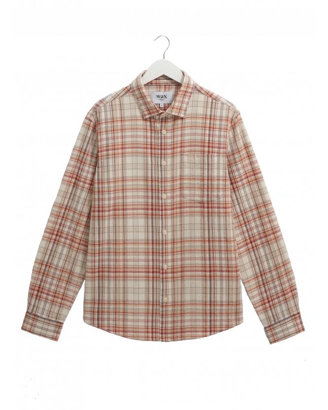 Wax London Shelly Seersucker Checked Flannel Shirt Rust Multi